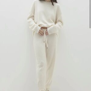 Cozy Cream Ribbed Sweater Set